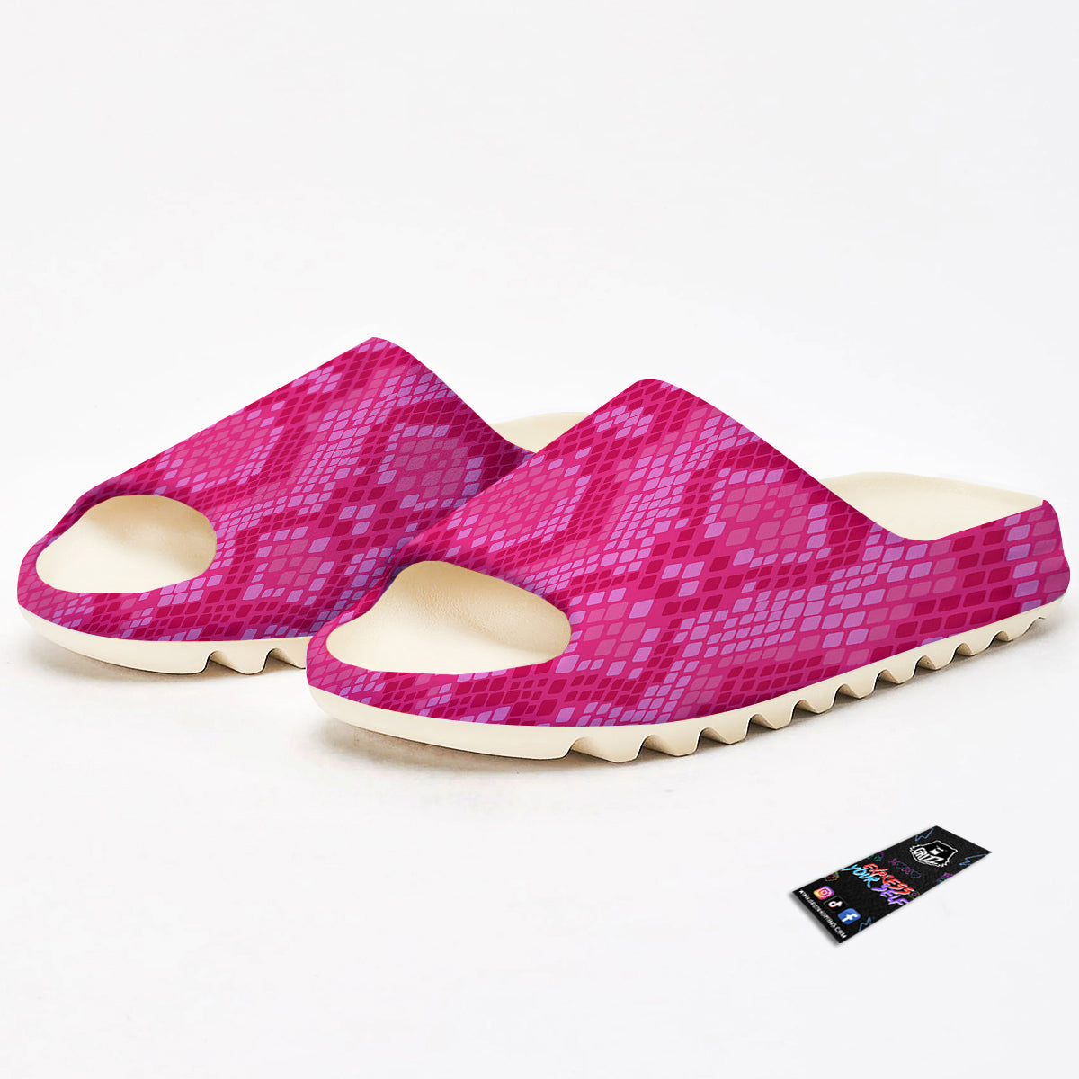 Snakeskin Black And Pink Neon Print Sandals-grizzshop