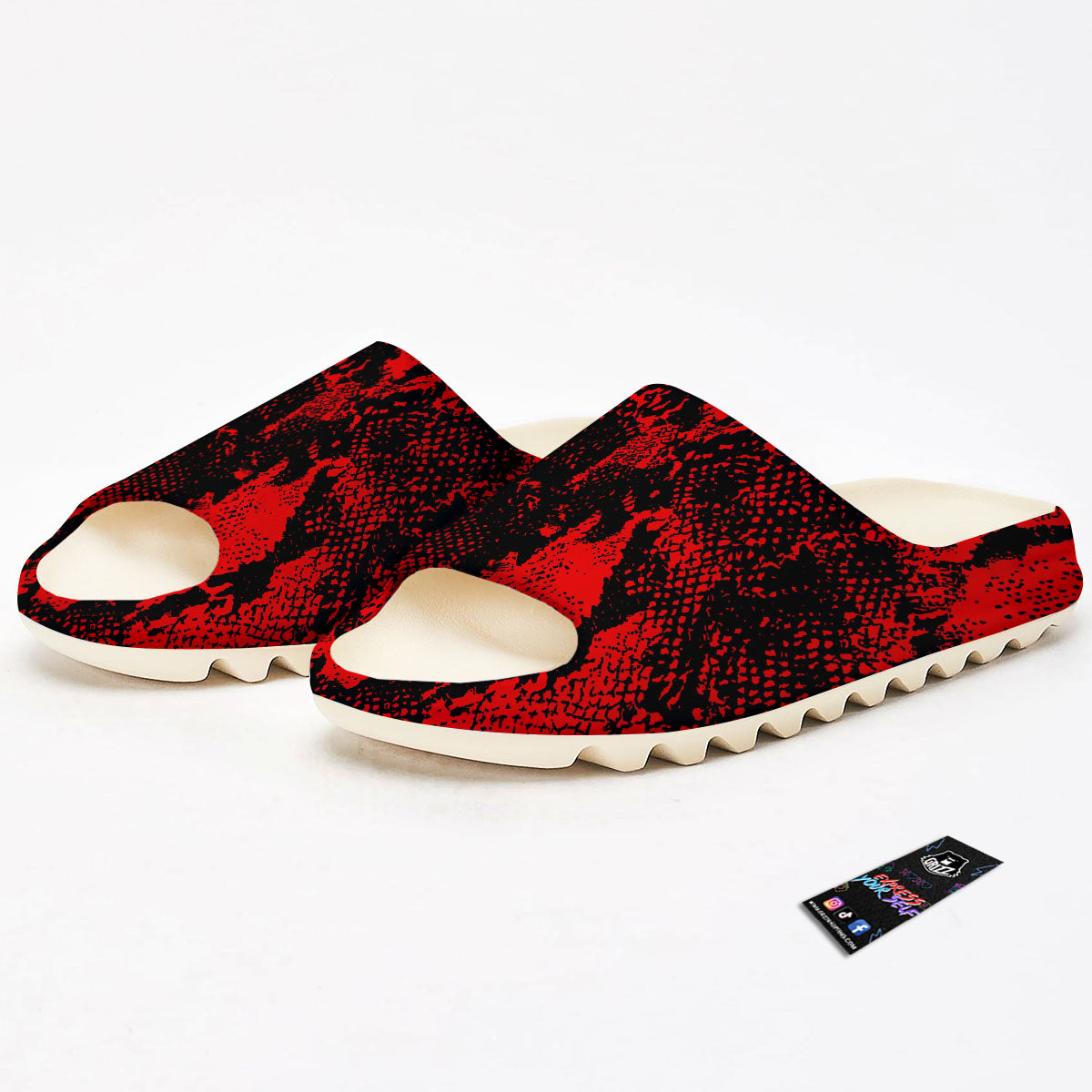 Snakeskin Black And Red Print Sandals-grizzshop