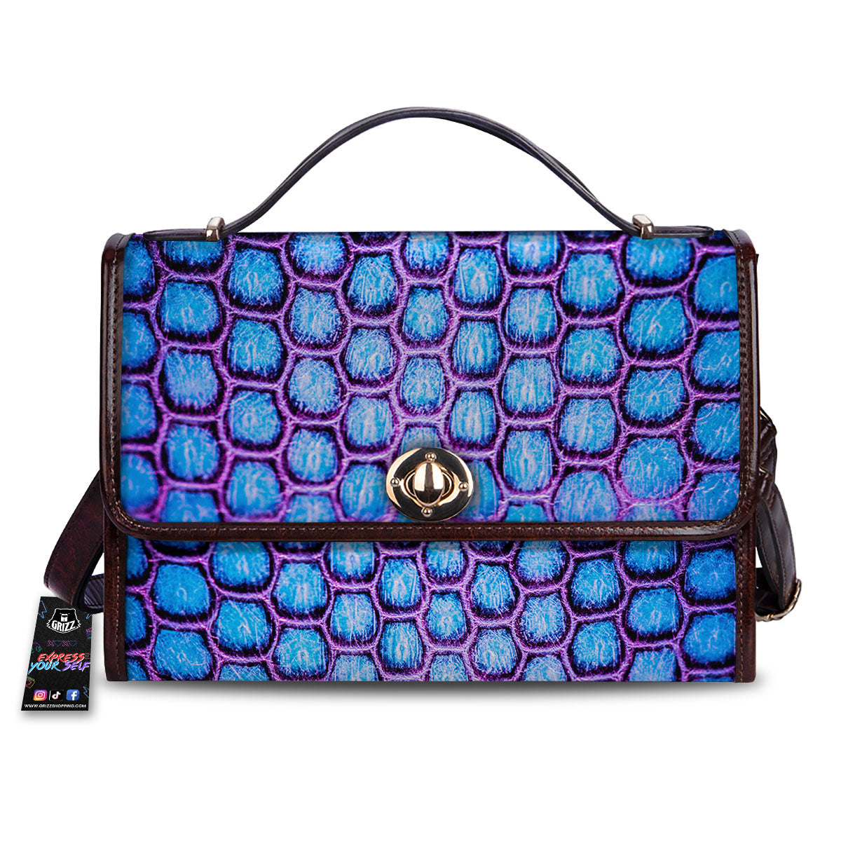 Snakeskin Blue And Purple Print Pattern Women's Satchel Bag