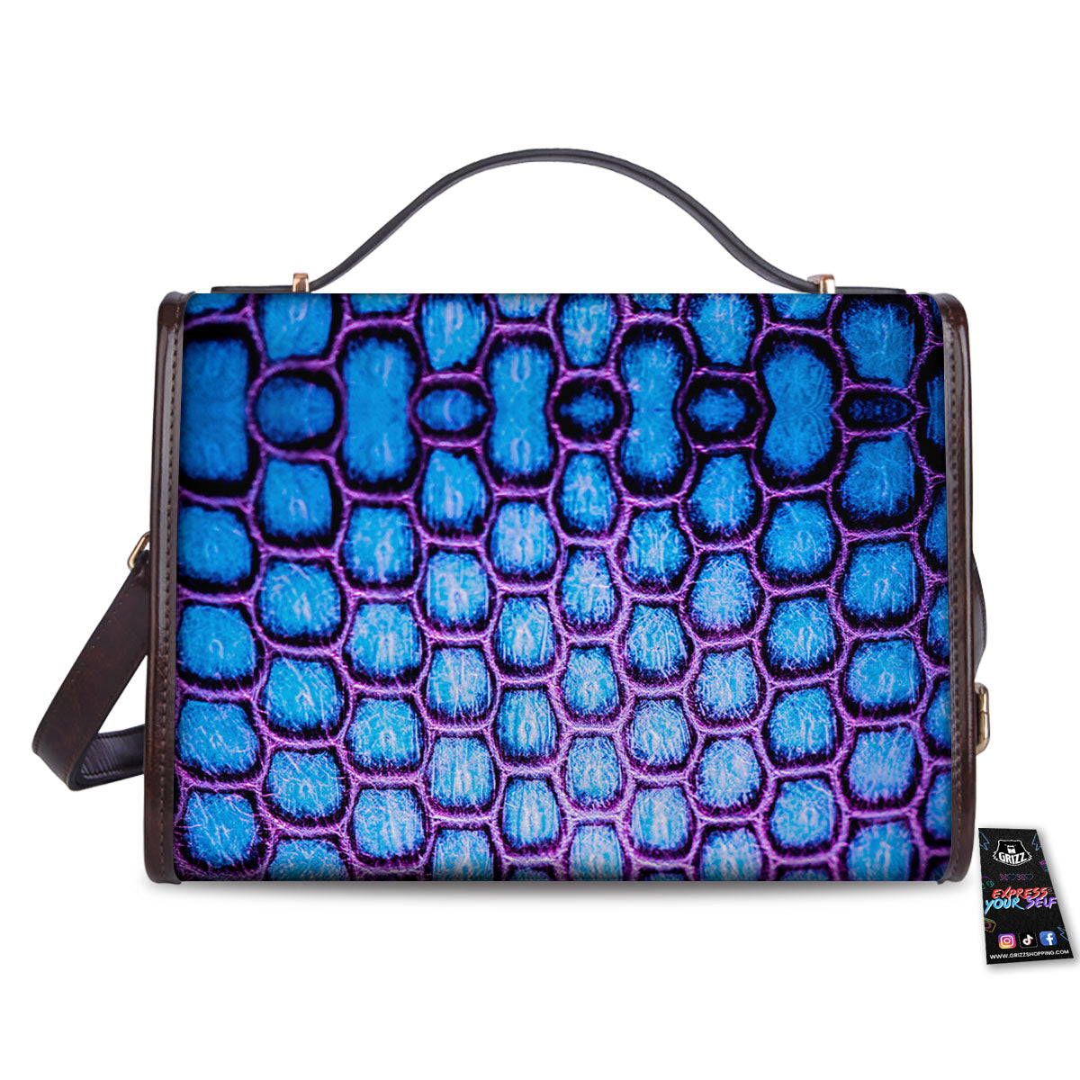 Snakeskin Blue And Purple Print Pattern Women's Satchel Bag