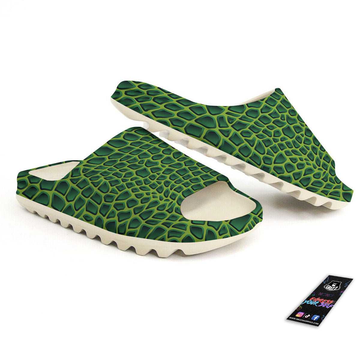 Snakeskin Green Print Sandals-grizzshop