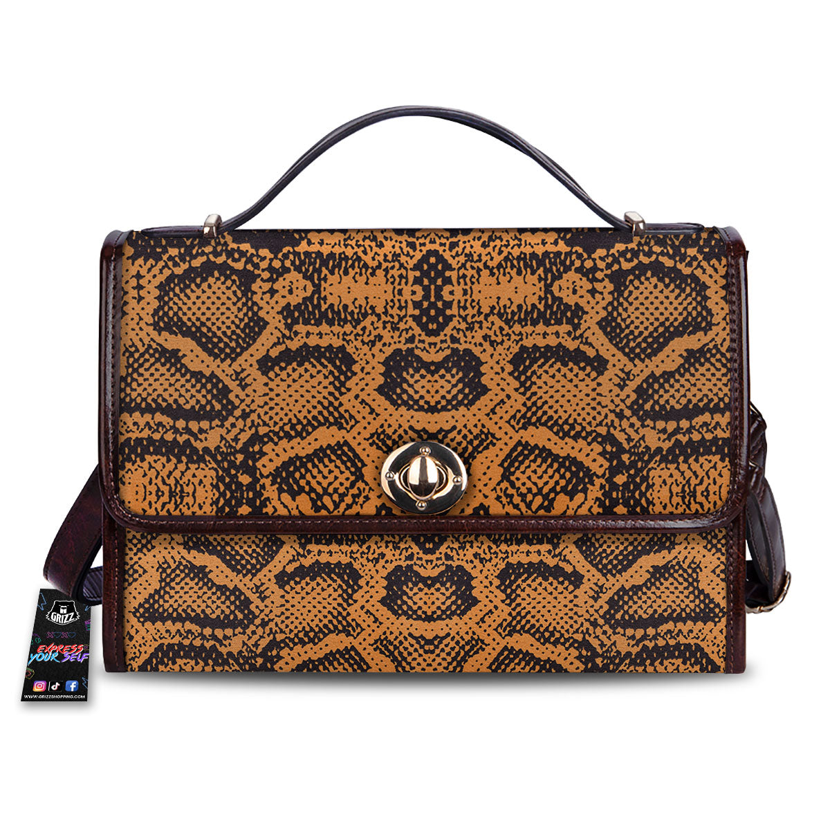 Snakeskin Orange Print Pattern Women's Satchel Bag