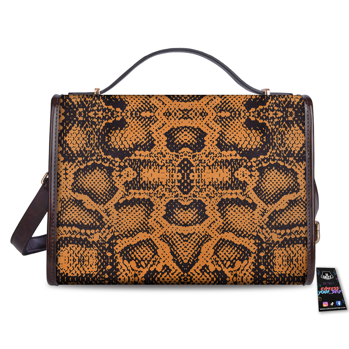 Snakeskin Orange Print Pattern Women's Satchel Bag
