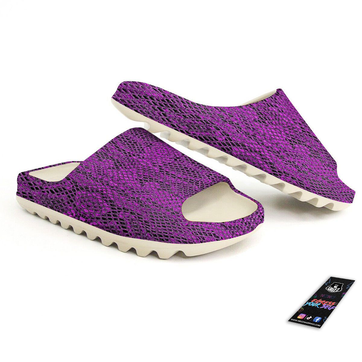 Snakeskin Purple Print Pattern Sandals-grizzshop