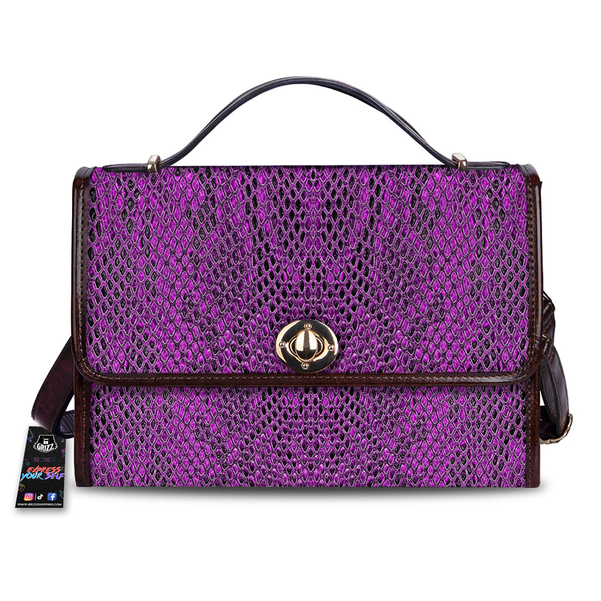 Snakeskin Purple Print Pattern Women's Satchel Bag