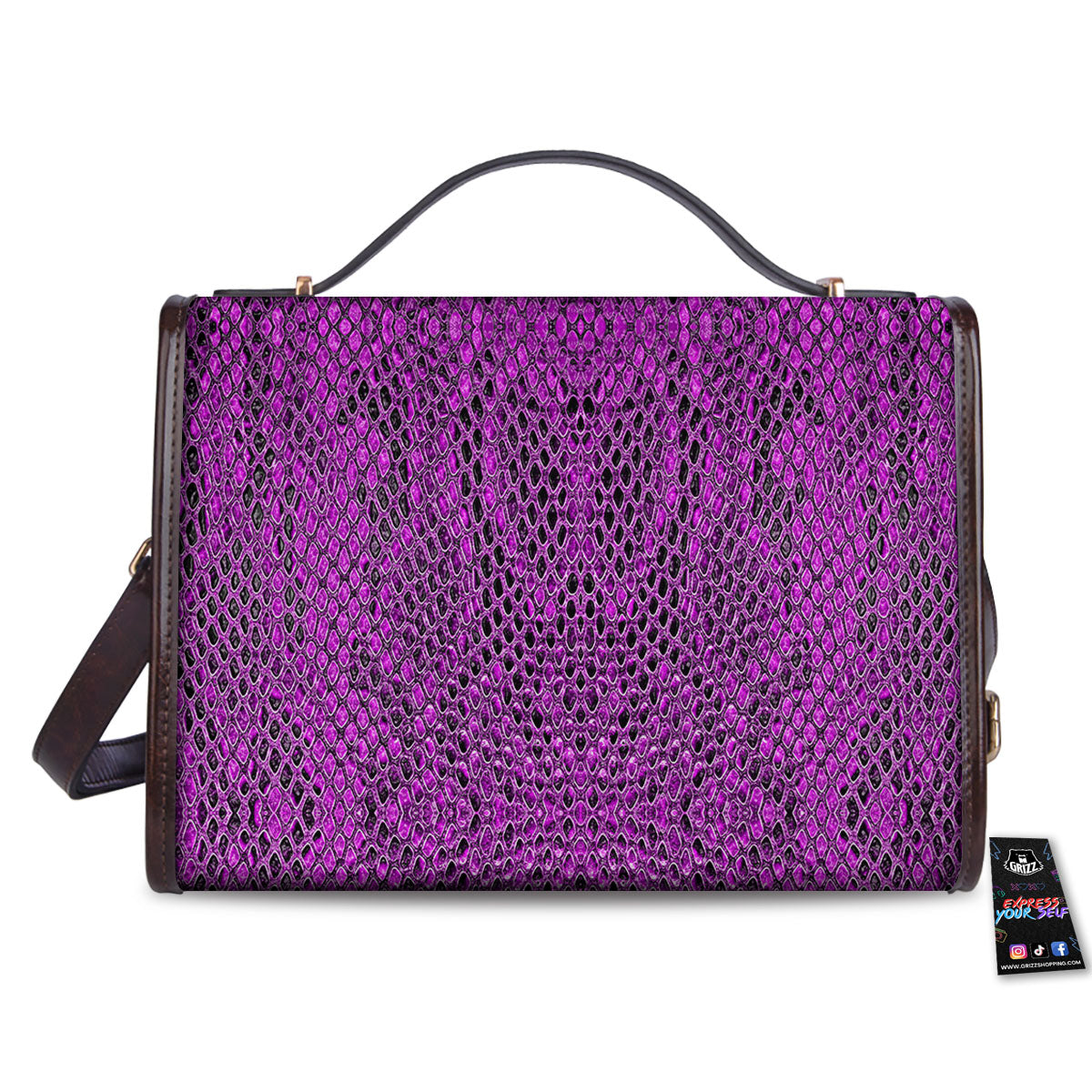 Snakeskin Purple Print Pattern Women's Satchel Bag