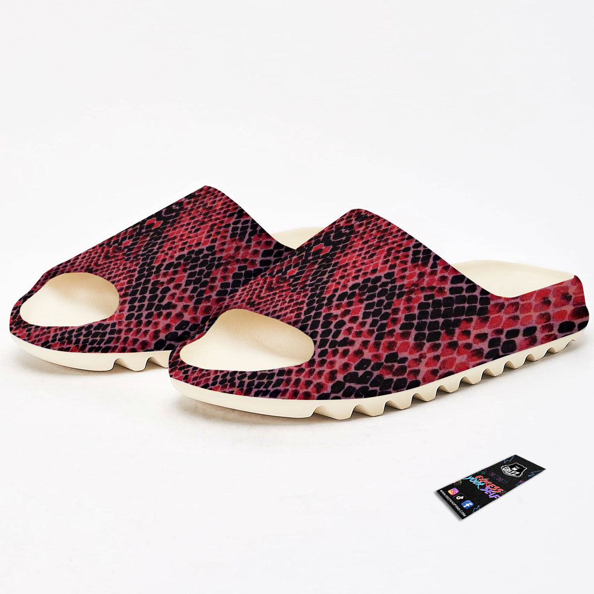 Snakeskin Python Red Print Sandals-grizzshop