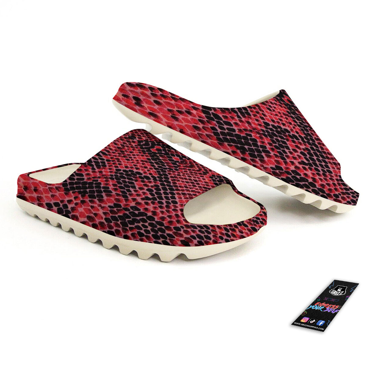 Snakeskin Python Red Print Sandals-grizzshop