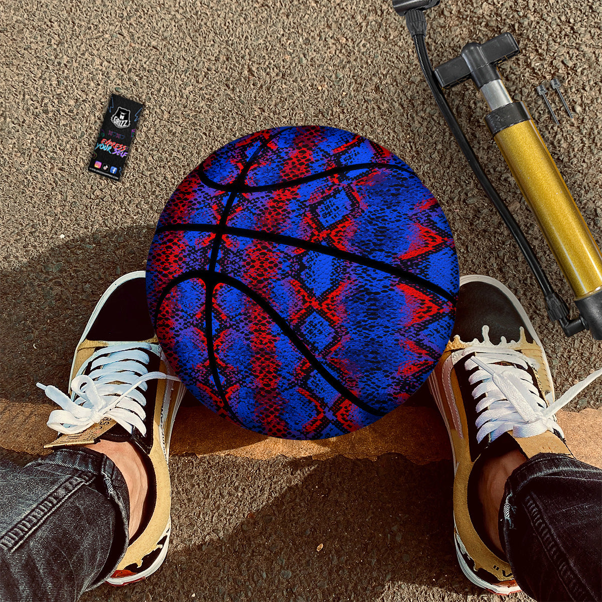 Snakeskin Red And Blue Print Basketball