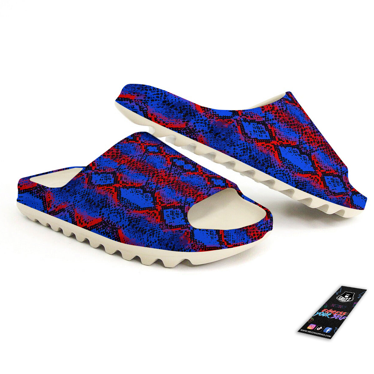 Snakeskin Red And Blue Print Sandals-grizzshop