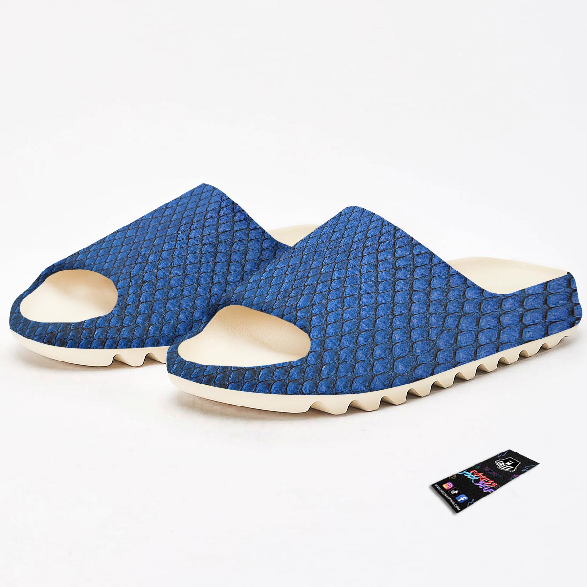 Snakeskin Steel Blue Print Sandals-grizzshop