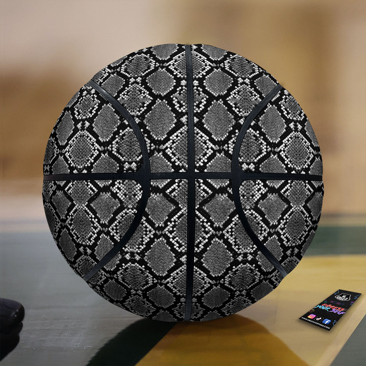 Snakeskin White And Black Print Basketball