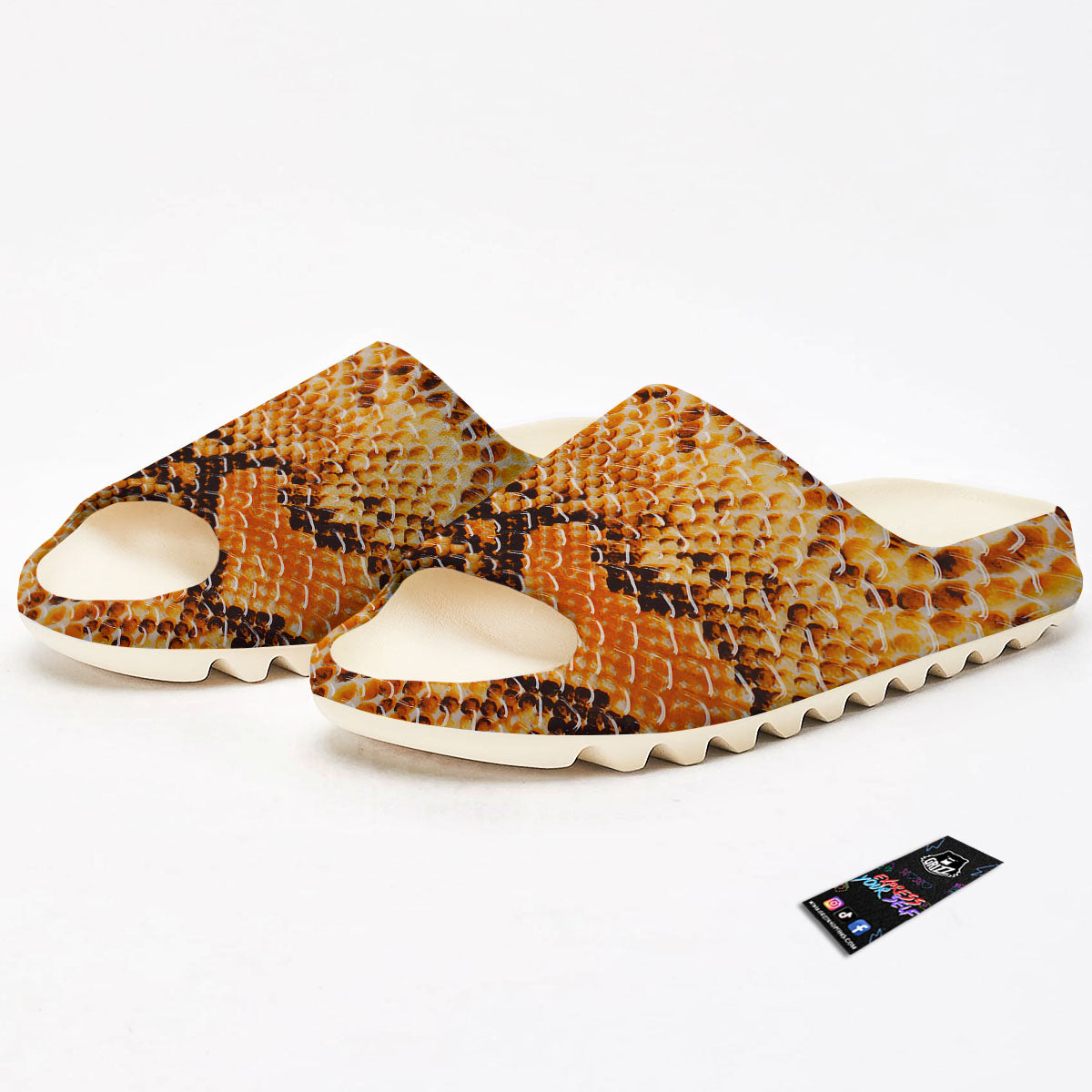 Snakeskin Yellow And Brown Print Sandals-grizzshop