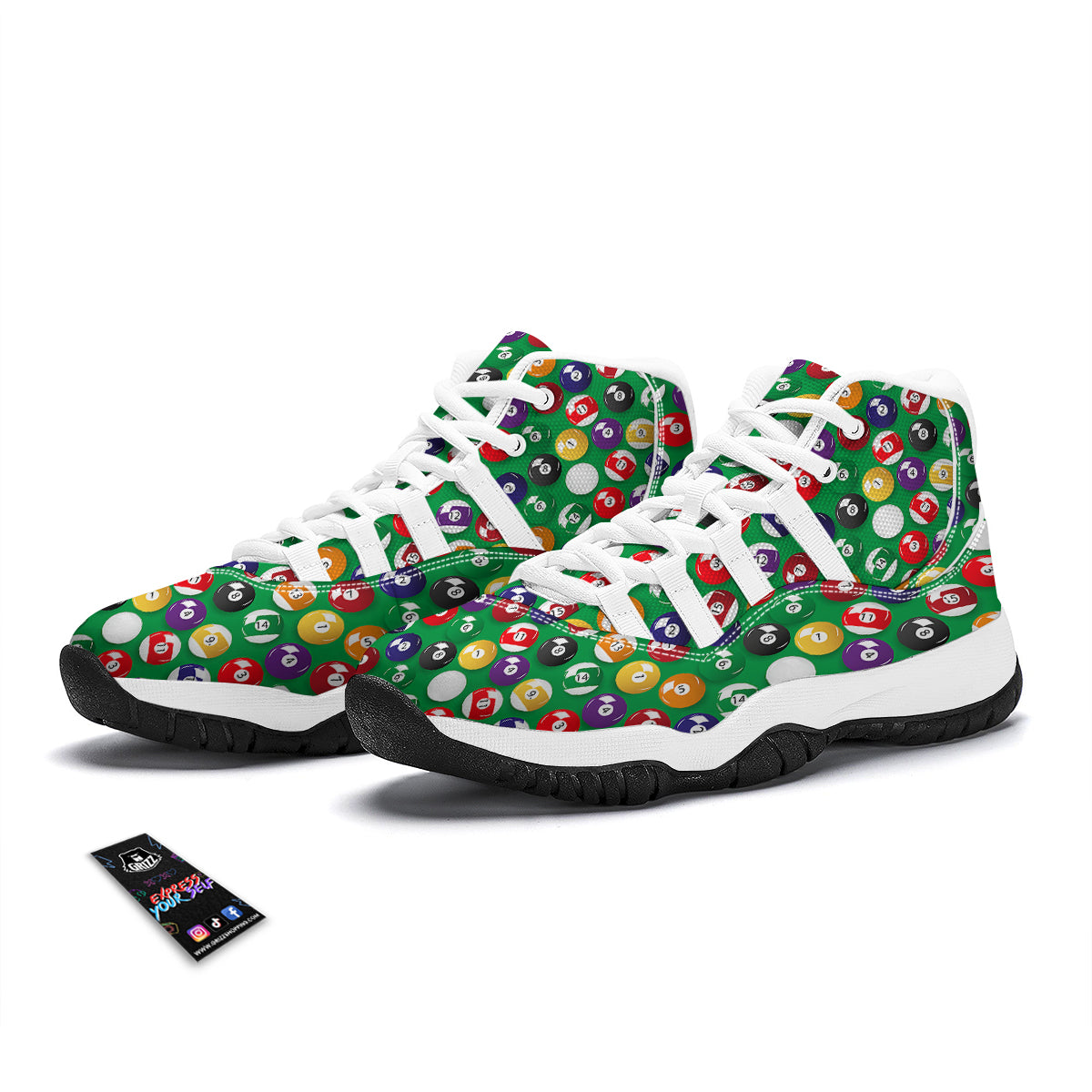 Snooker Ball Print Pattern White Bball Shoes-grizzshop