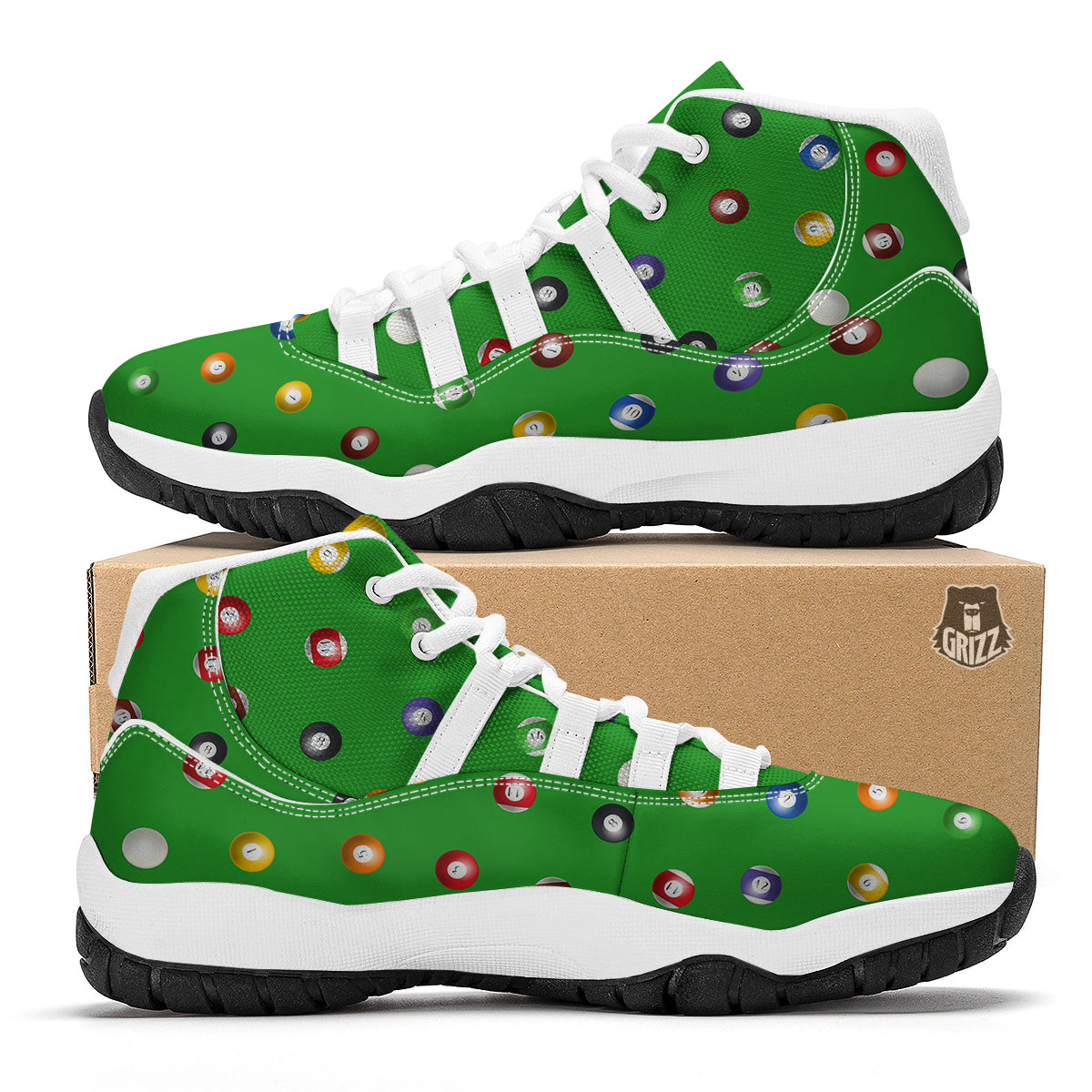Snooker Ball Vintage Print Pattern White Bball Shoes-grizzshop