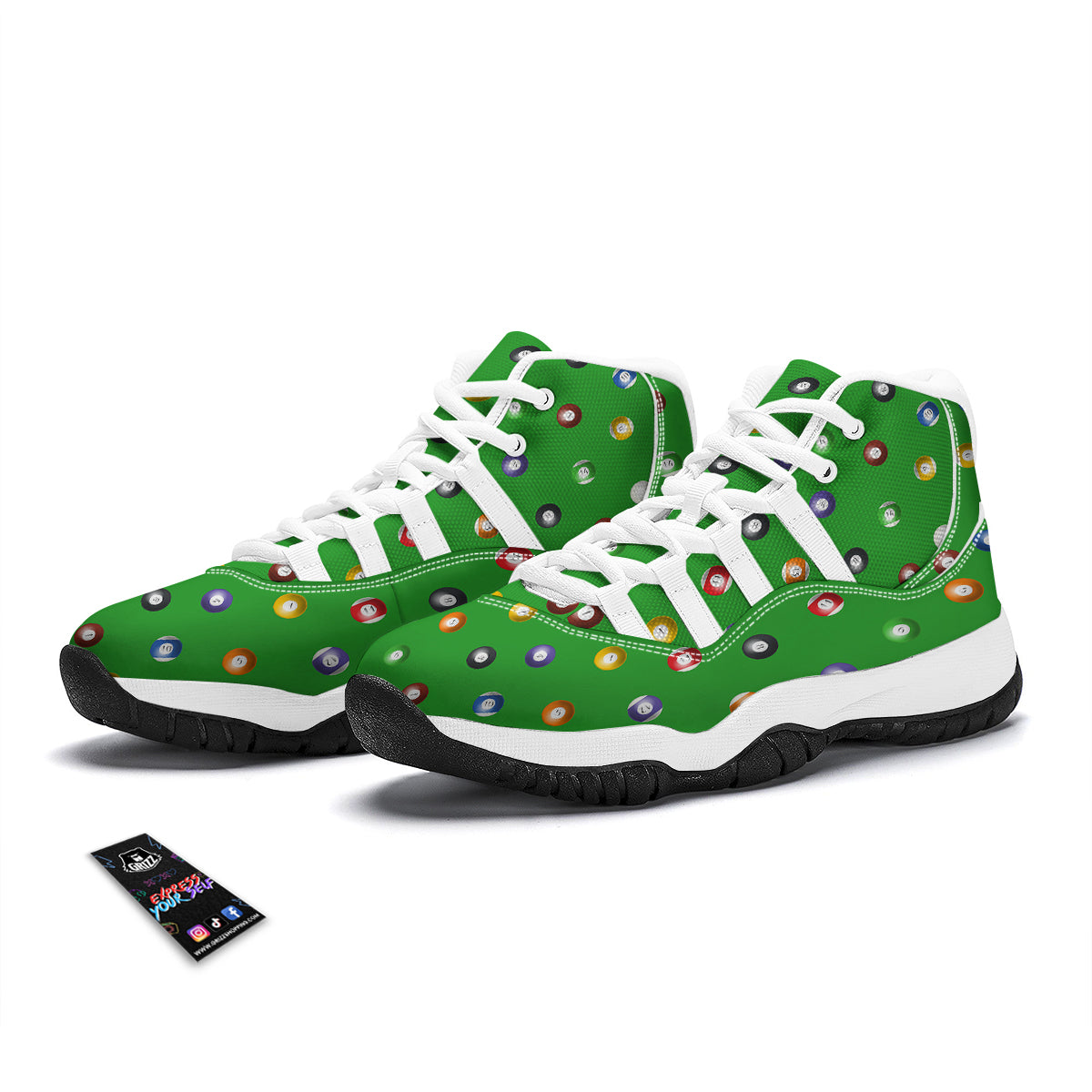 Snooker Ball Vintage Print Pattern White Bball Shoes-grizzshop