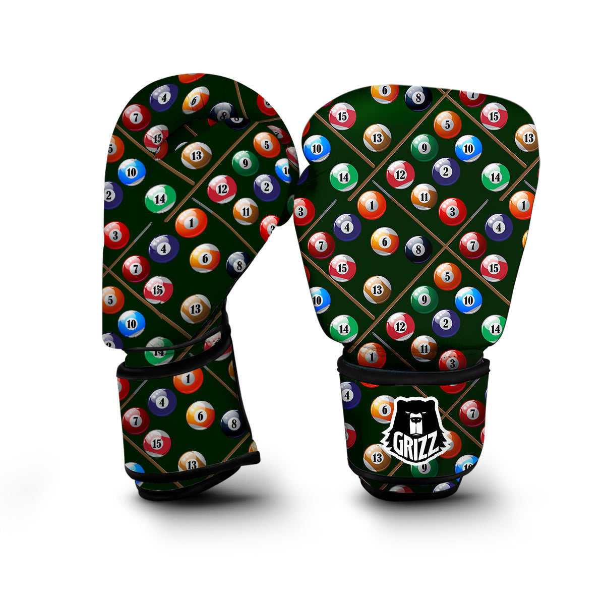 Snooker Cue Print Pattern Boxing Gloves-grizzshop