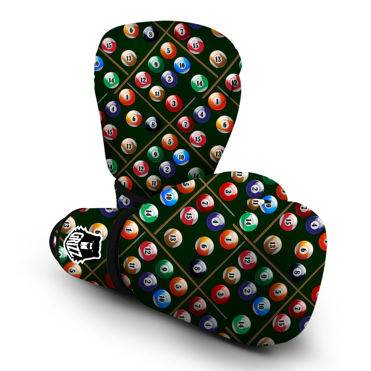 Snooker Cue Print Pattern Boxing Gloves-grizzshop