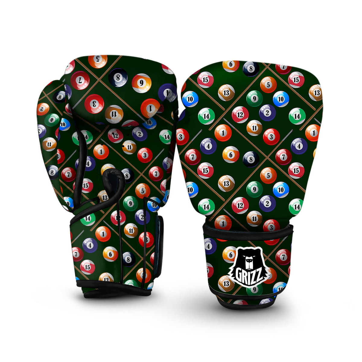 Snooker Cue Print Pattern Boxing Gloves-grizzshop