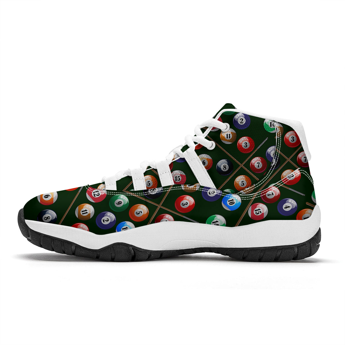 Snooker Cue Print Pattern White Bball Shoes-grizzshop