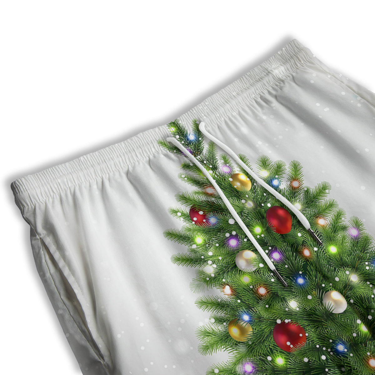 Snow And Christmas Tree Print Men's Athletic Shorts