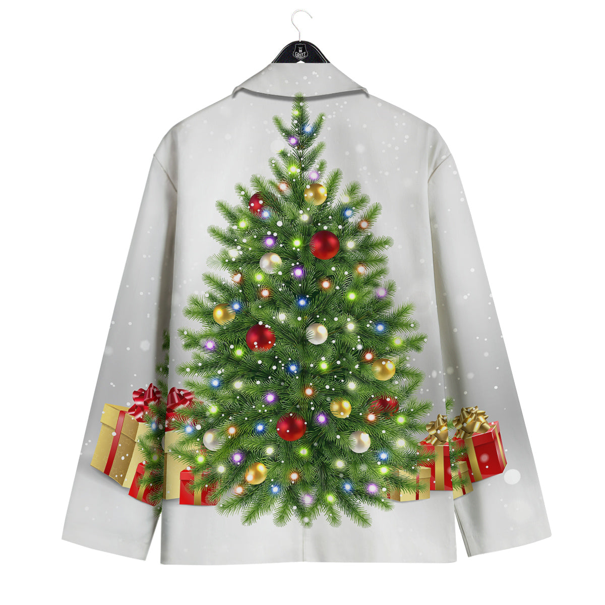 Snow And Christmas Tree Print Men's Sport Coat-grizzshop