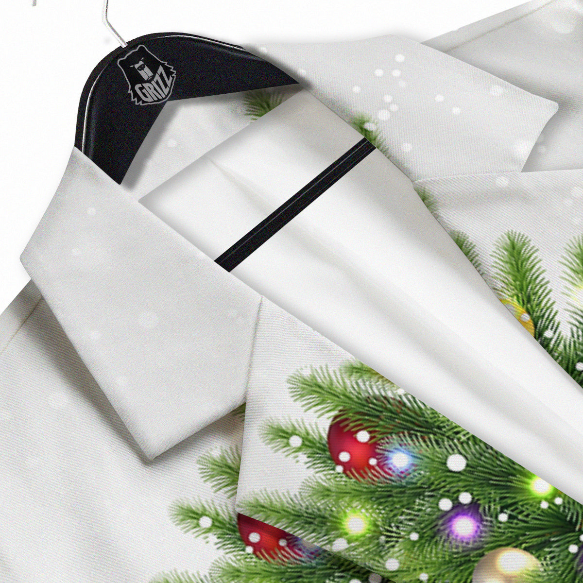 Snow And Christmas Tree Print Men's Sport Coat-grizzshop