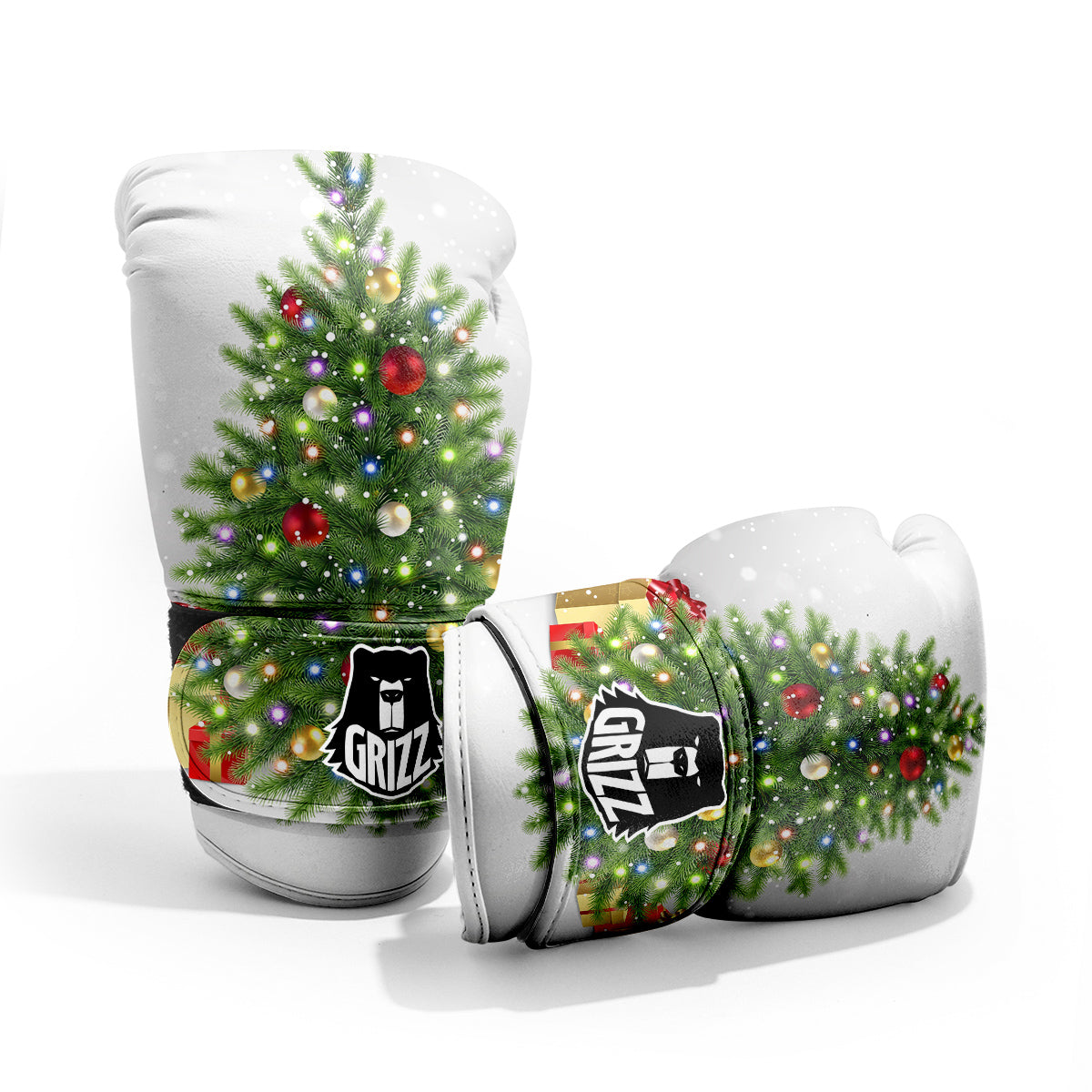 Snow And Christmas Tree Print Pro Boxing Glove