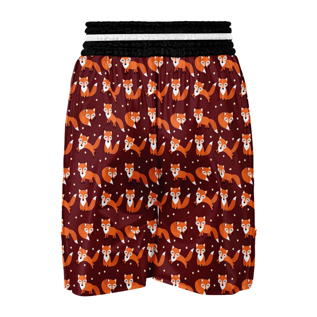 Snow Fox Pattern Print Boxing Shorts-grizzshop