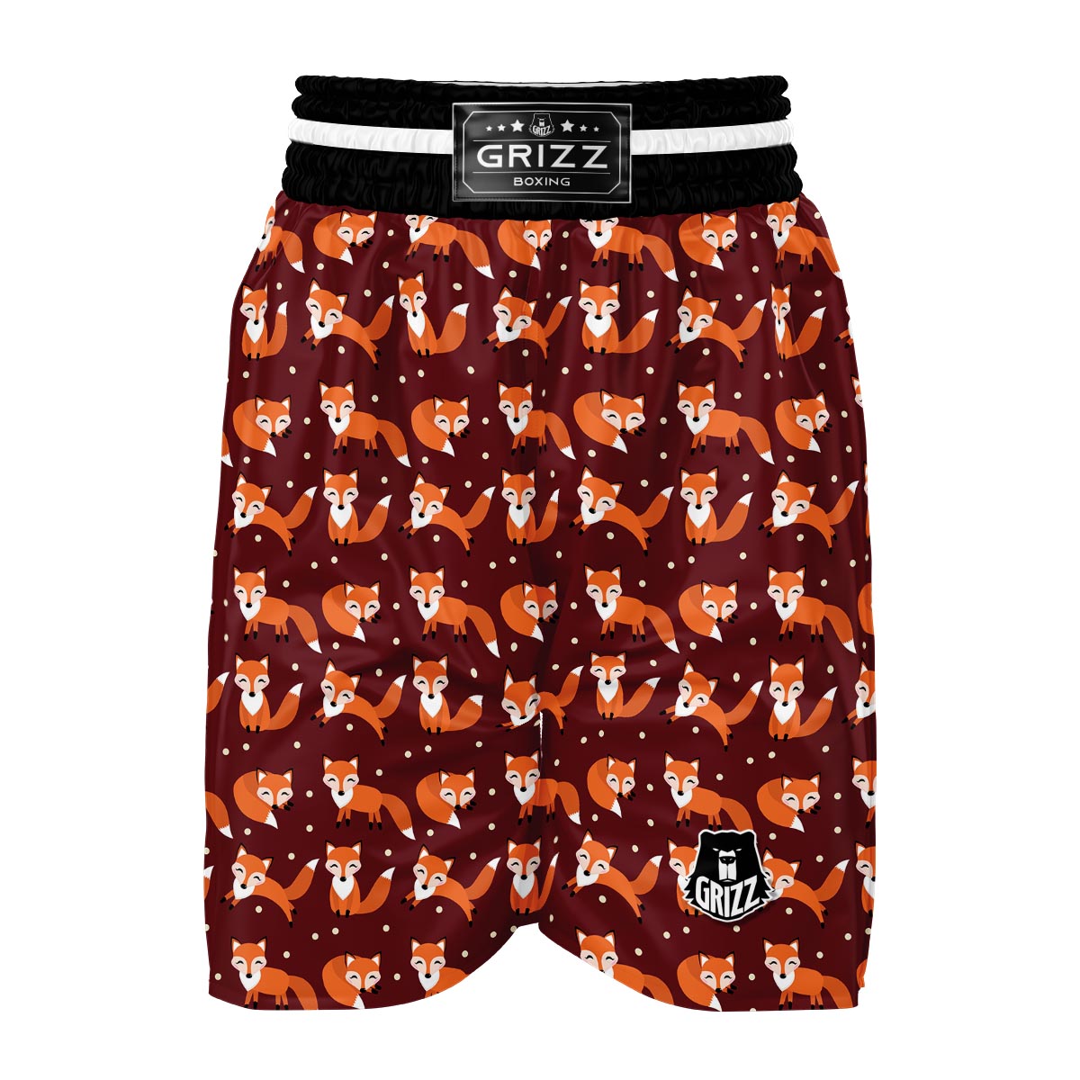 Snow Fox Pattern Print Boxing Shorts-grizzshop