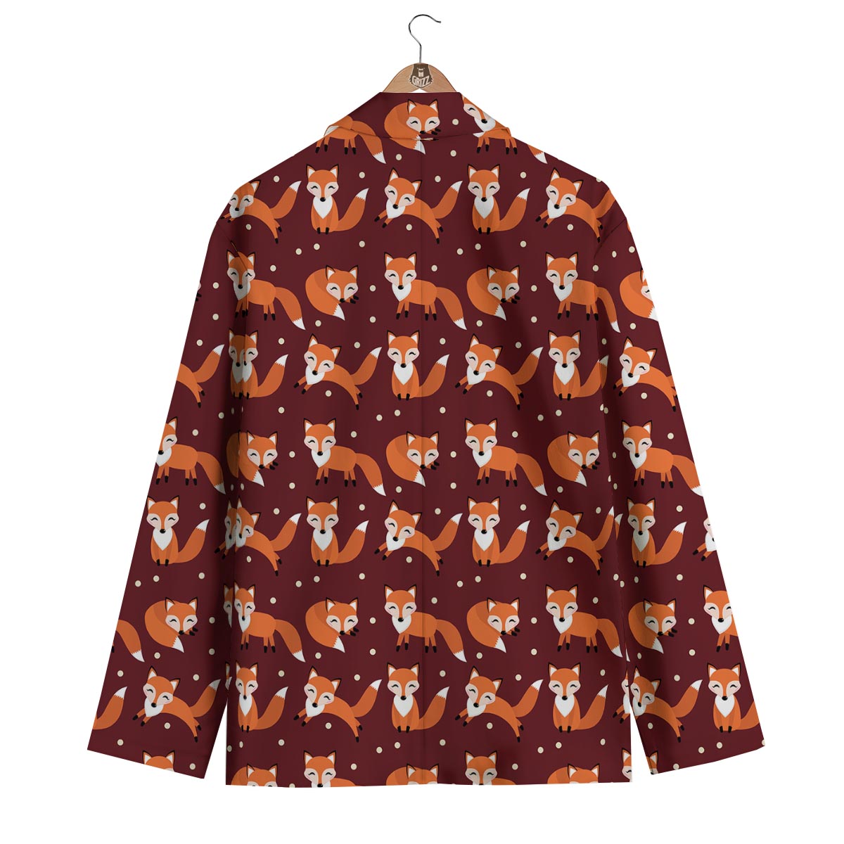 Snow Fox Pattern Print Men's Blazer-grizzshop