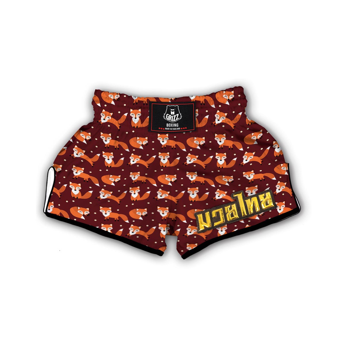 Snow Fox Pattern Print Muay Thai Boxing Shorts-grizzshop