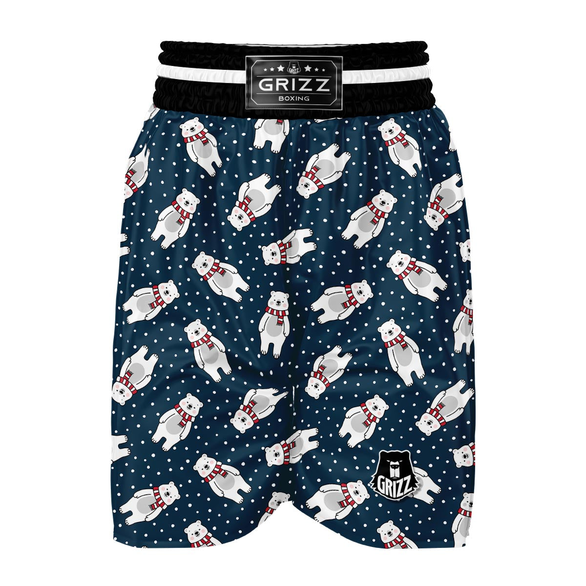 Snow Polar Bear Christmas Pattern Print Boxing Shorts-grizzshop