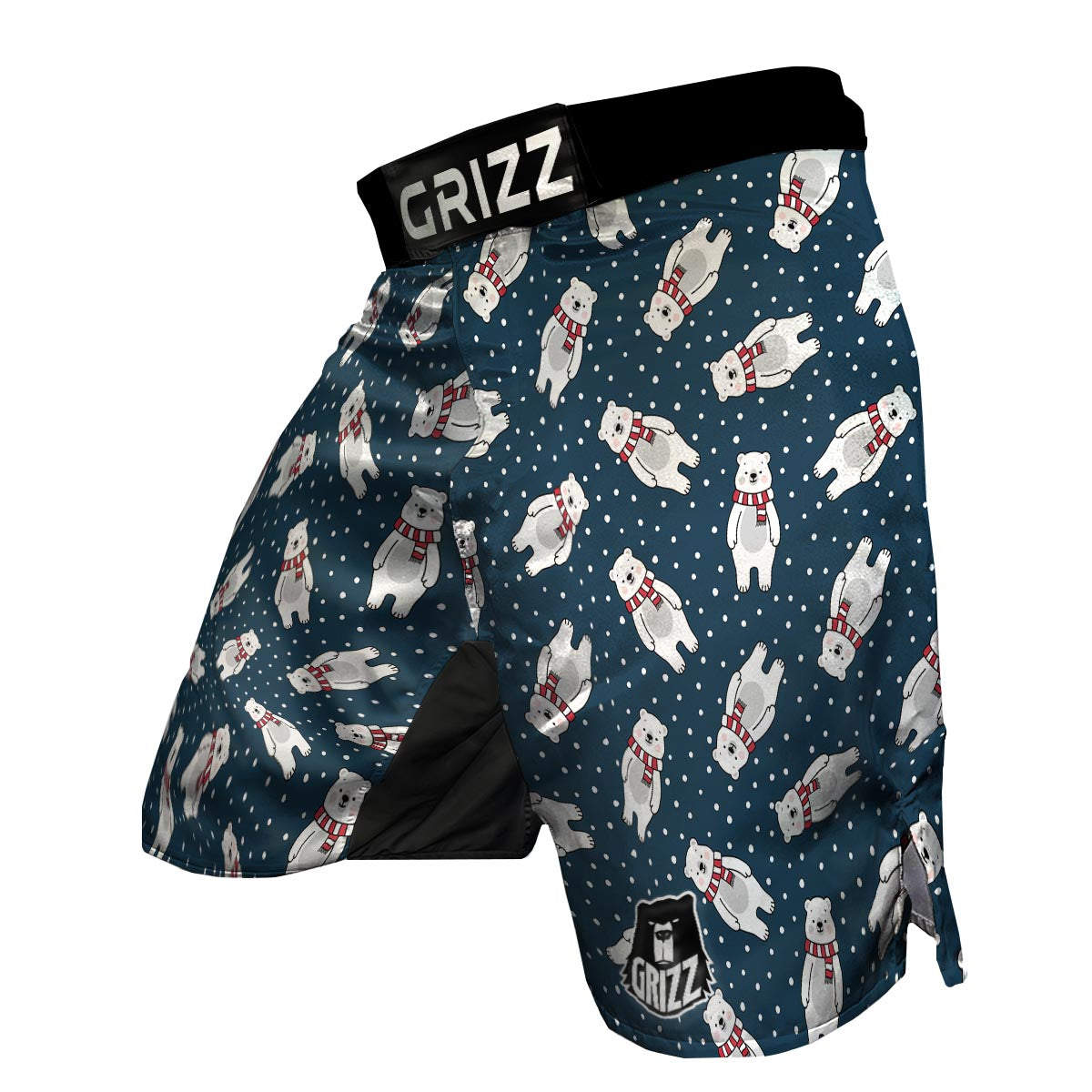 Snow Polar Bear Christmas Pattern Print MMA Shorts-grizzshop
