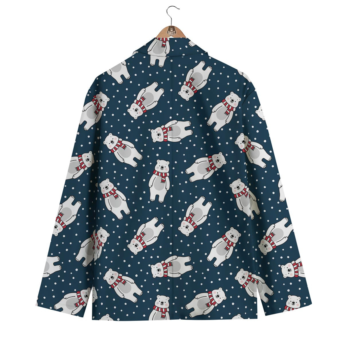 Snow Polar Bear Christmas Pattern Print Men's Blazer-grizzshop