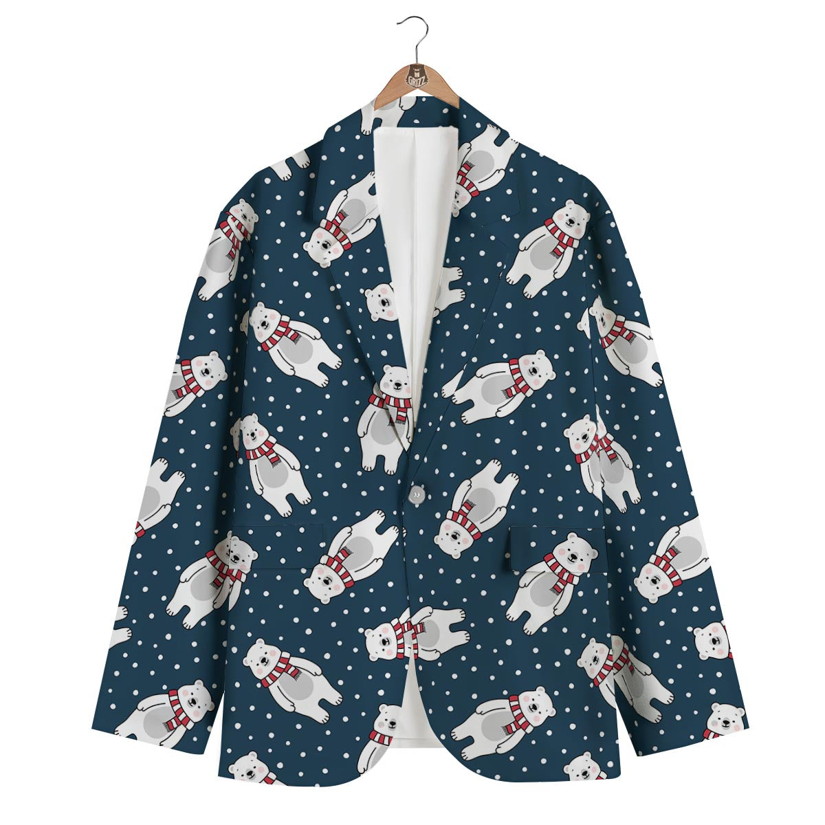 Snow Polar Bear Christmas Pattern Print Men's Blazer-grizzshop