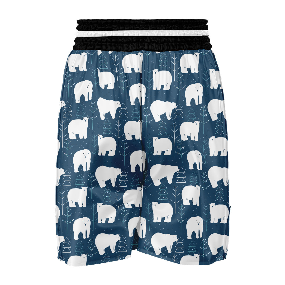Snow Polar Bear Christmas Tree Pattern Print Boxing Shorts-grizzshop