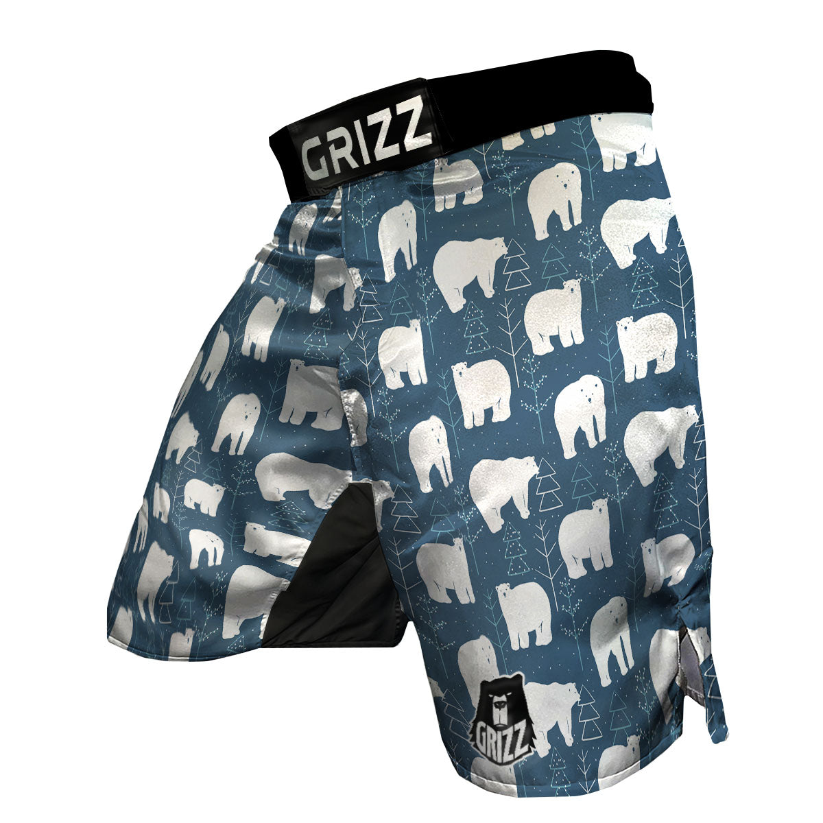Snow Polar Bear Christmas Tree Pattern Print MMA Shorts-grizzshop