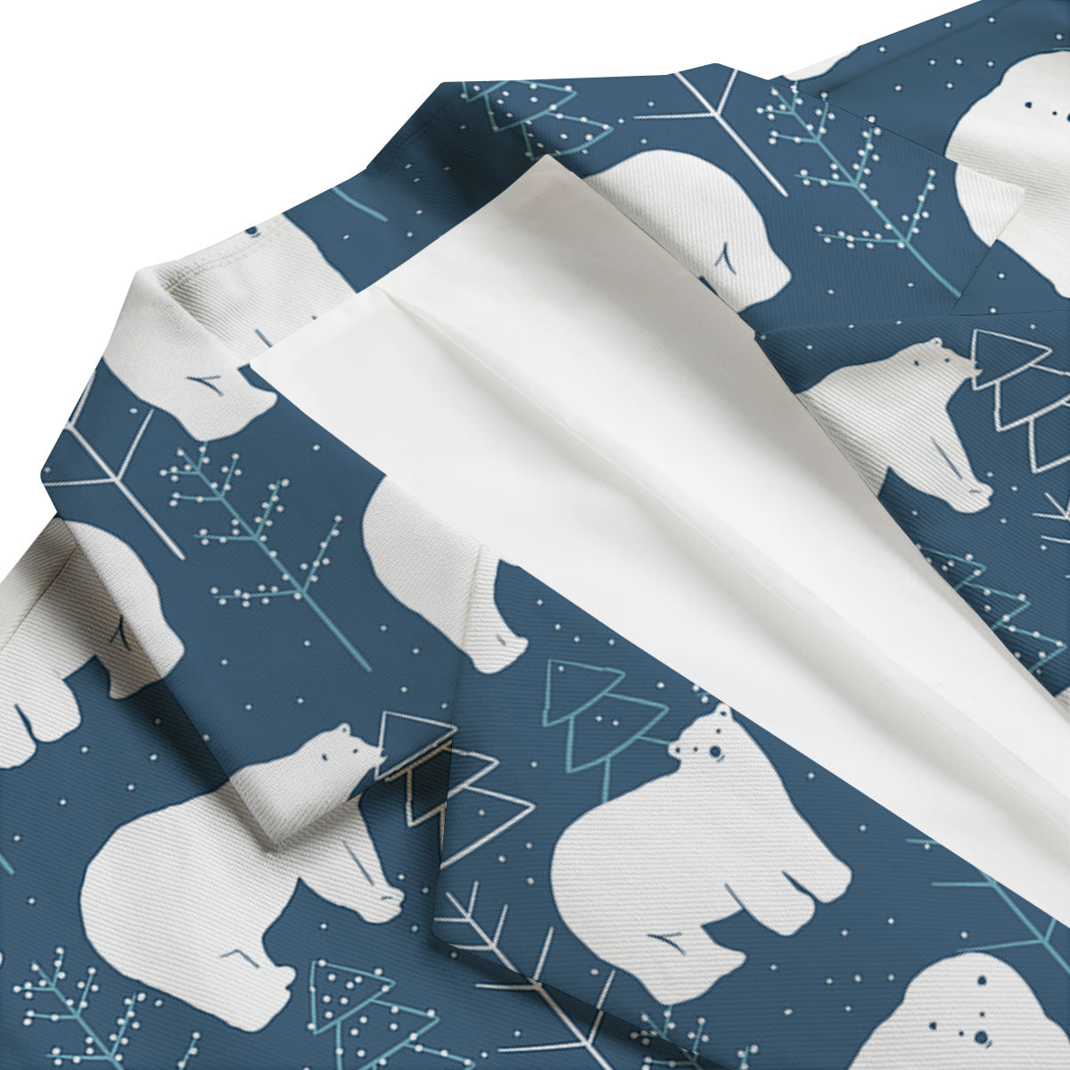 Snow Polar Bear Christmas Tree Pattern Print Men's Blazer-grizzshop