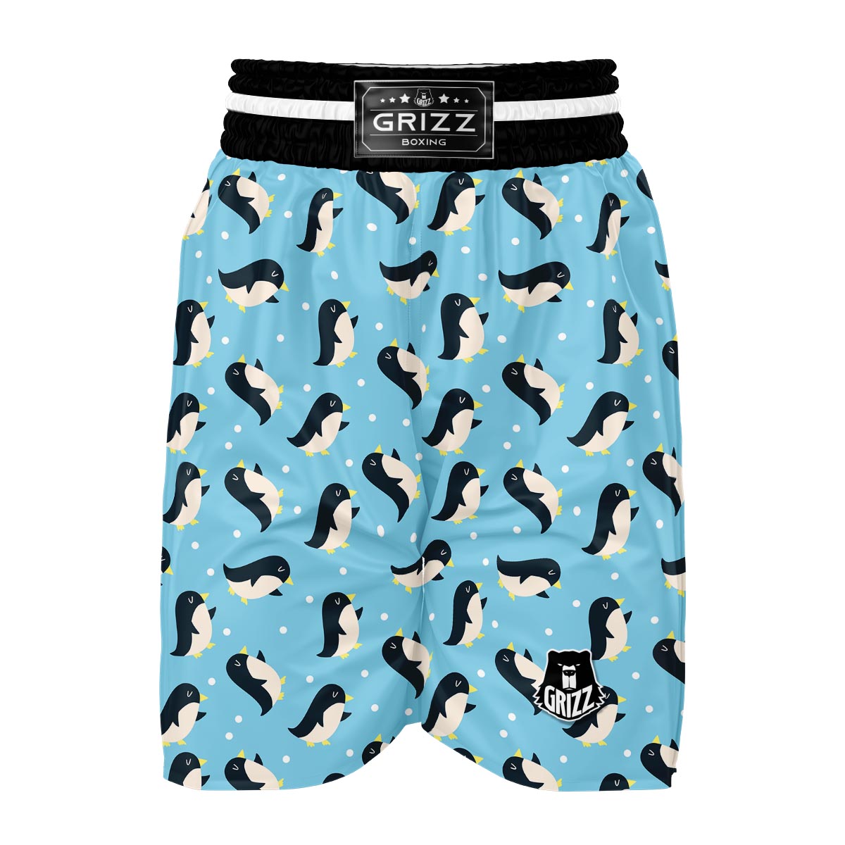 Snow Polka Dot Penguin Pattern Print Boxing Shorts-grizzshop