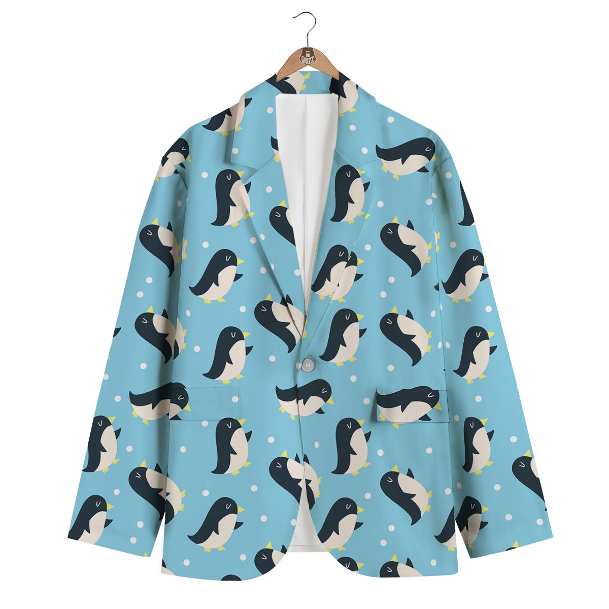 Snow Polka Dot Penguin Pattern Print Men's Blazer-grizzshop