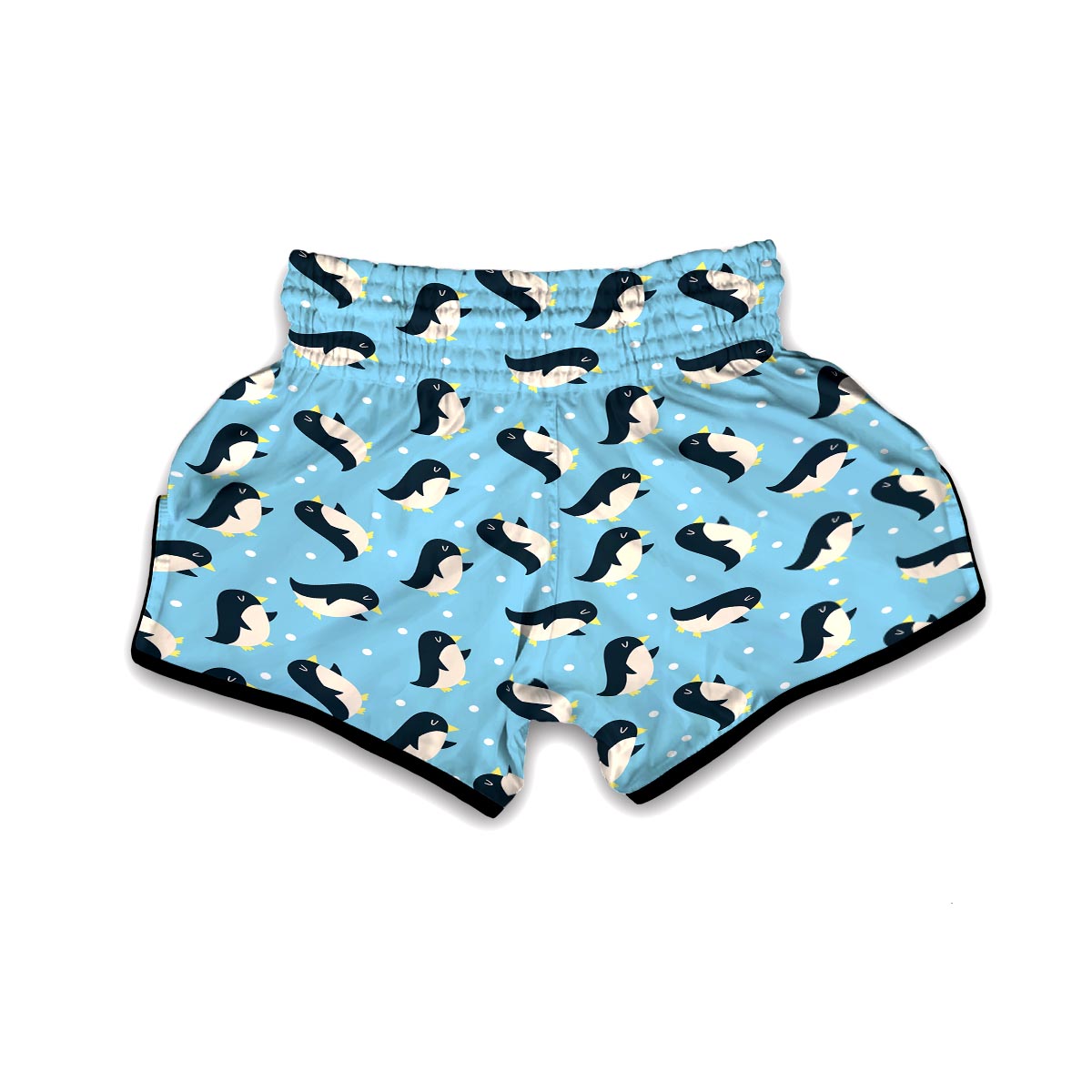 Snow Polka Dot Penguin Pattern Print Muay Thai Boxing Shorts-grizzshop