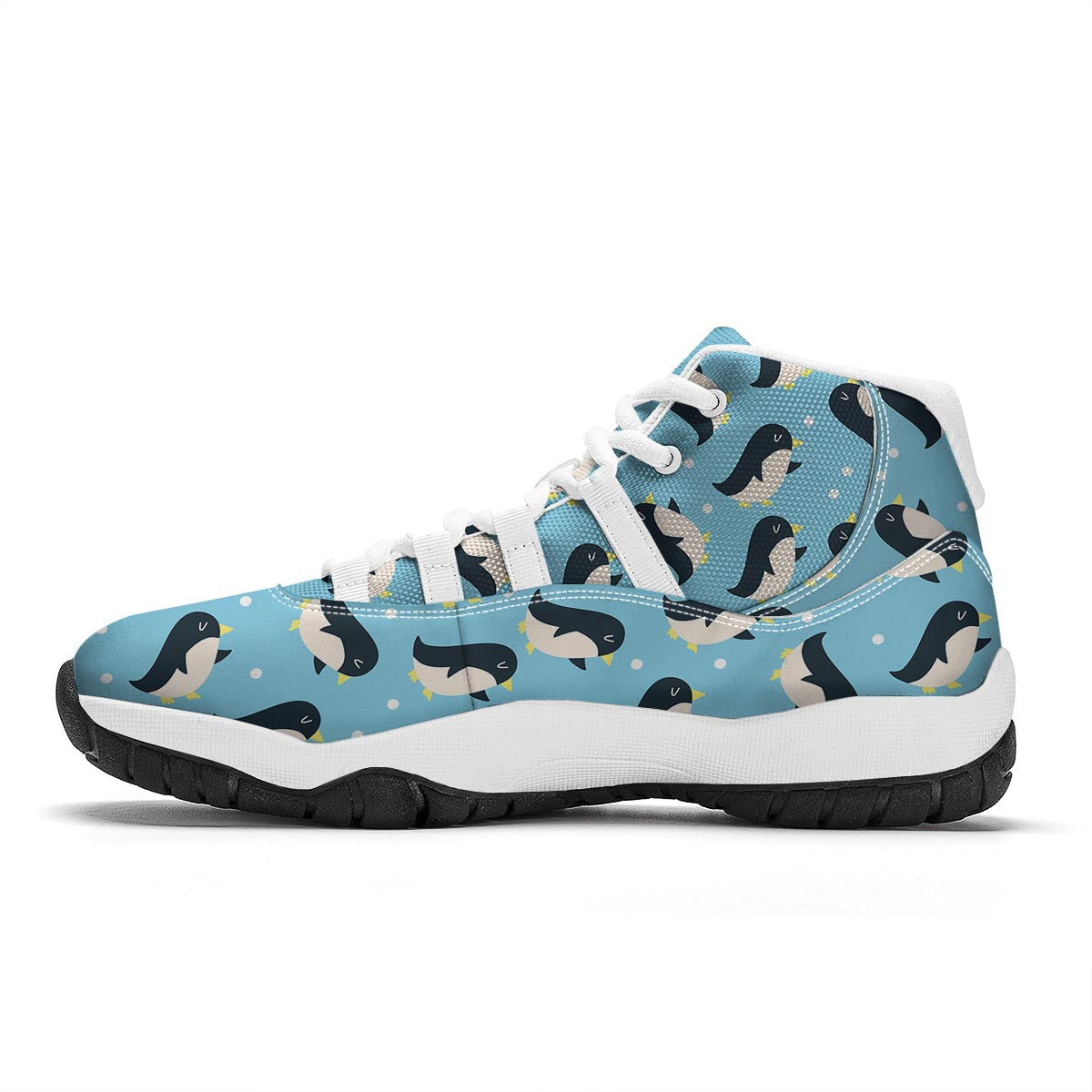 Snow Polka Dot Penguin Pattern Print White Bball Shoes-grizzshop