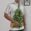 Snow And Christmas Tree Print Untucked Shirts-grizzshop