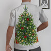 Snow And Christmas Tree Print Untucked Shirts-grizzshop