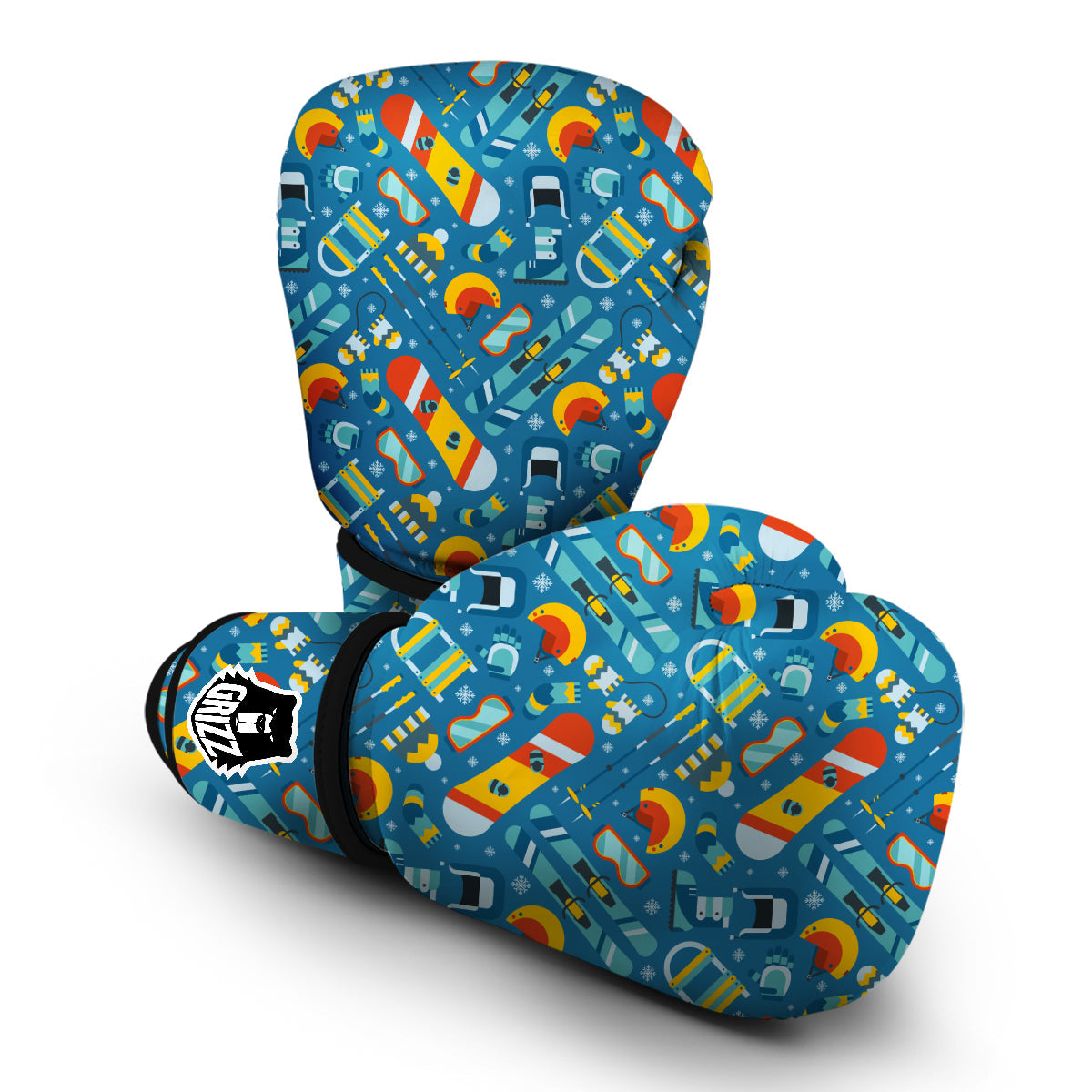 Snowboard And Equipment Print Pattern Boxing Gloves-grizzshop