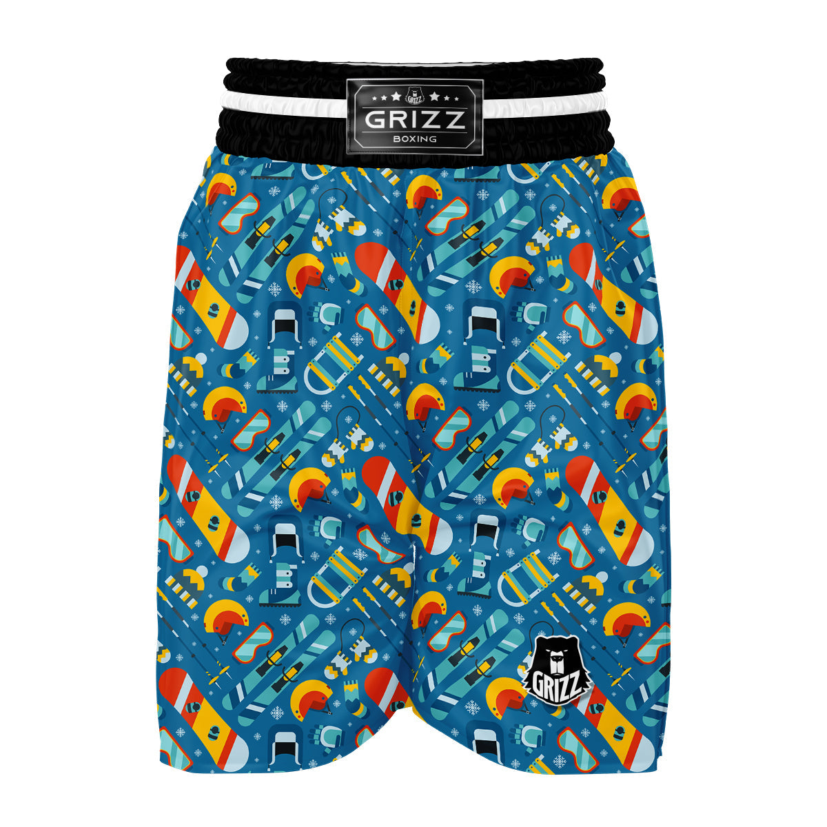 Snowboard And Equipment Print Pattern Boxing Shorts-grizzshop