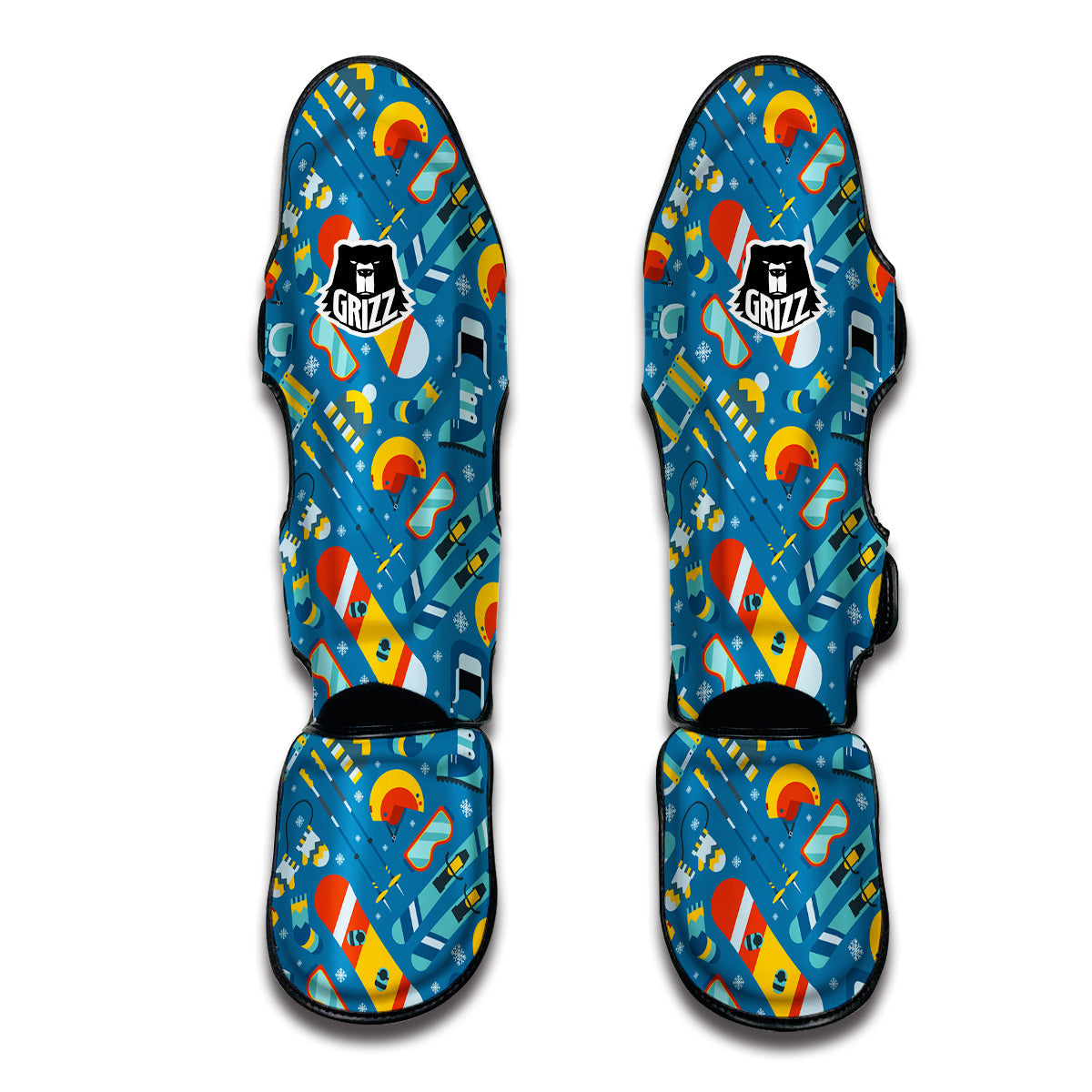 Snowboard And Equipment Print Pattern Muay Thai Shin Guards-grizzshop