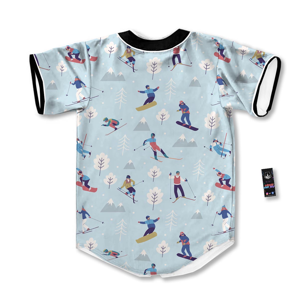 Snowboard And Ski Print Pattern Baseball Jersey-grizzshop