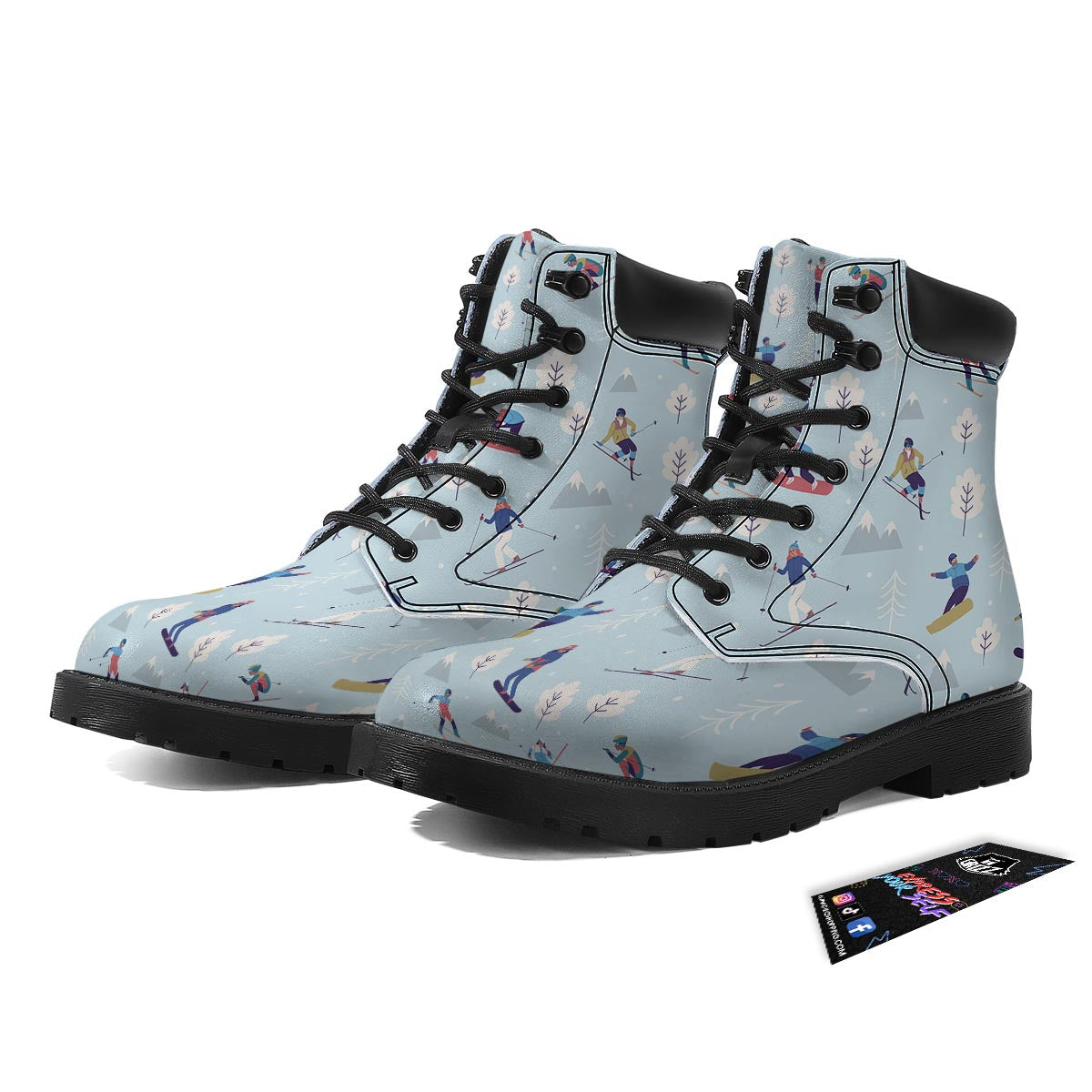 Snowboard And Ski Print Pattern Boots-grizzshop